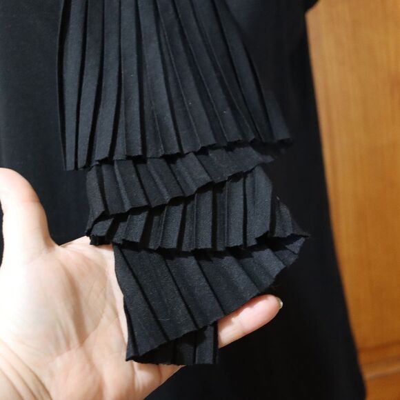 Talbots Black Ruffle Tank Top Medium NWT Pleated Yoke Summer Layering Top - Picture 4 of 10